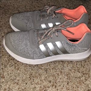 Grey and pink adidas shoes